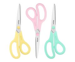 Scissors, iBayam 8" Multipurpose Scissors Bulk 3-Pack, Ultra Sharp Blade Shears, Comfort-Grip Handle