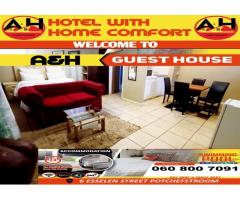 A & H GUEST HOUSE IN POTCHEFSTROOM BULT +27608007091.R300 PER NIGHT.R150 DAY REST FOR 3HRS